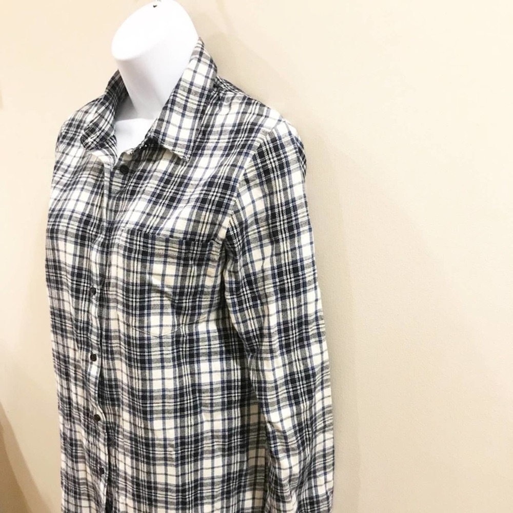 Madewell Flannel Oversized Ex Boyfriend Top Size S - Picture 6 of 12